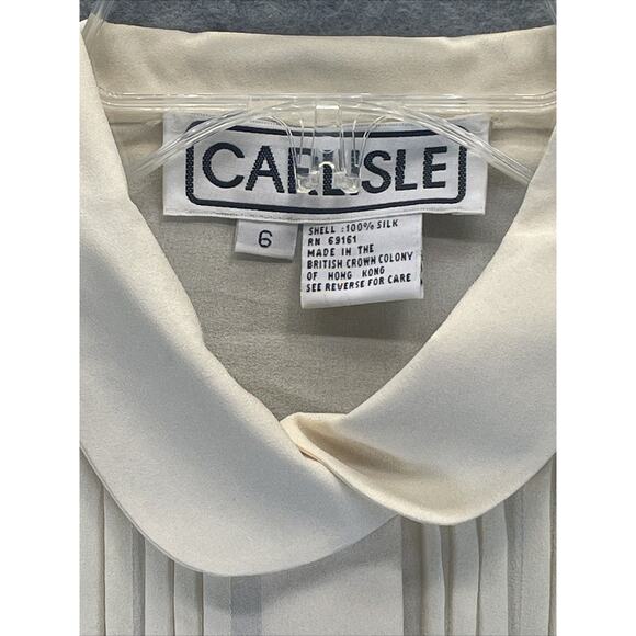 Vintage 80/90s Carlisle 100% Silk Pleated Front Women's Sz 6 Blouse Top READ NWT - Picture 4 of 13